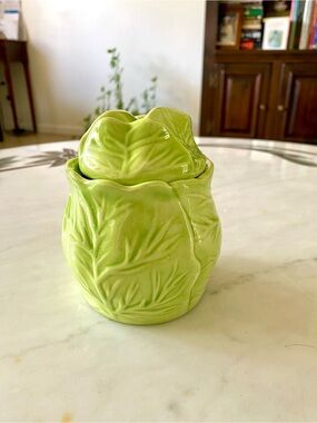 Vintage Green Cabbage Ceramic Container w/ lid (Cabbageware)